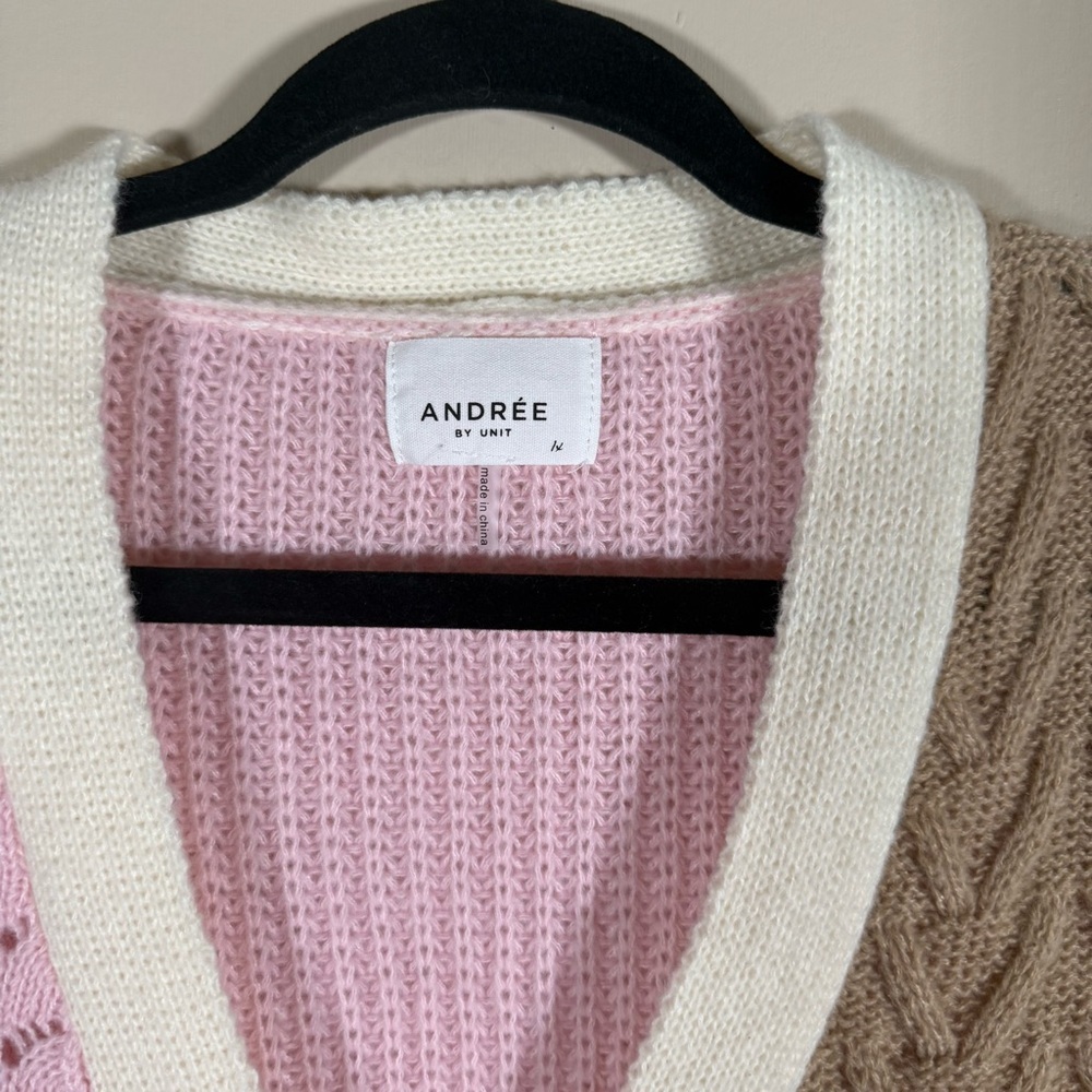 Andree By Unit Color-Block Chunky Knit Cardigan S… - image 4